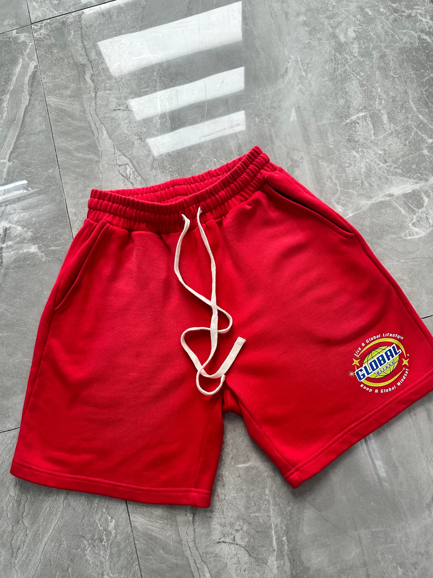 Red washed global shorts