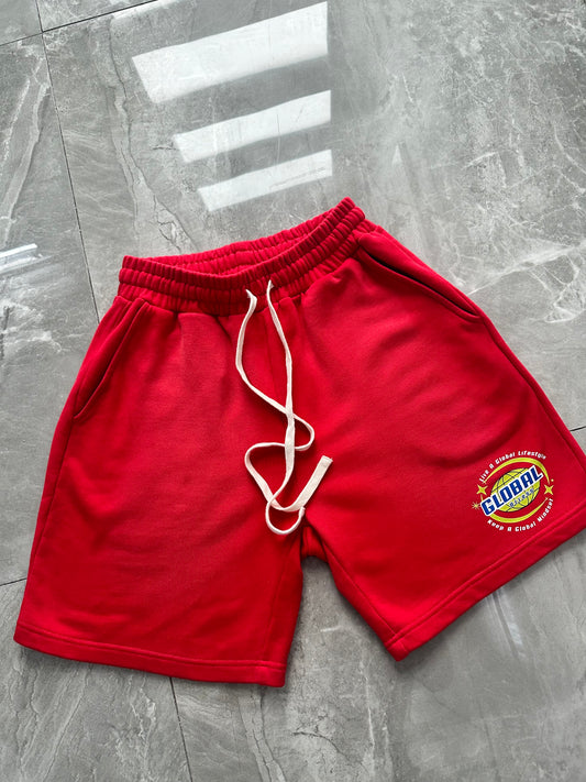 Red washed global shorts